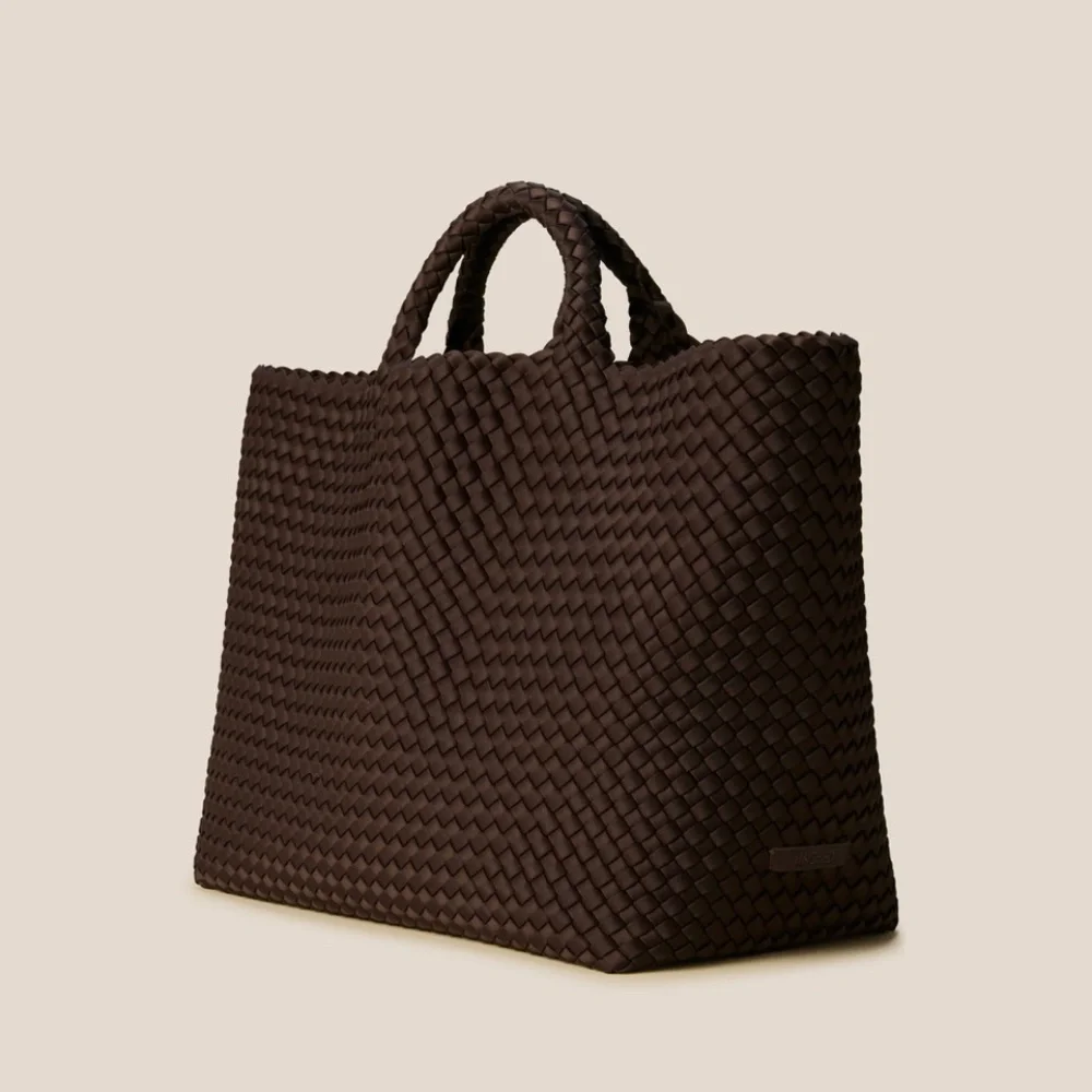 NEW NAGHEDI Handwoven St. Barths Large Tote Chocolate - Picture 1 of 6